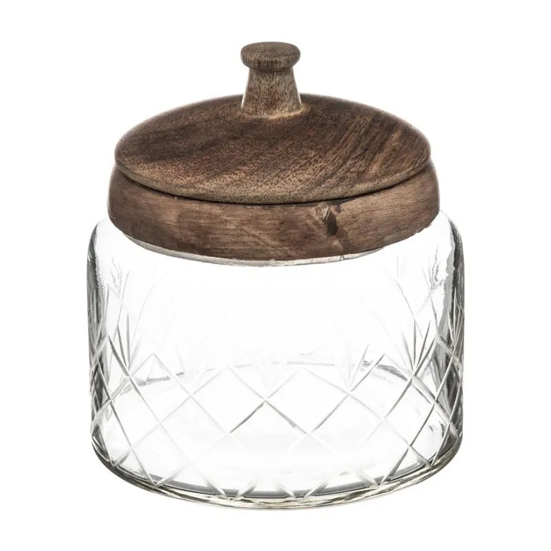 Bonbonnière Verre/Manguier - Ø11cm-0