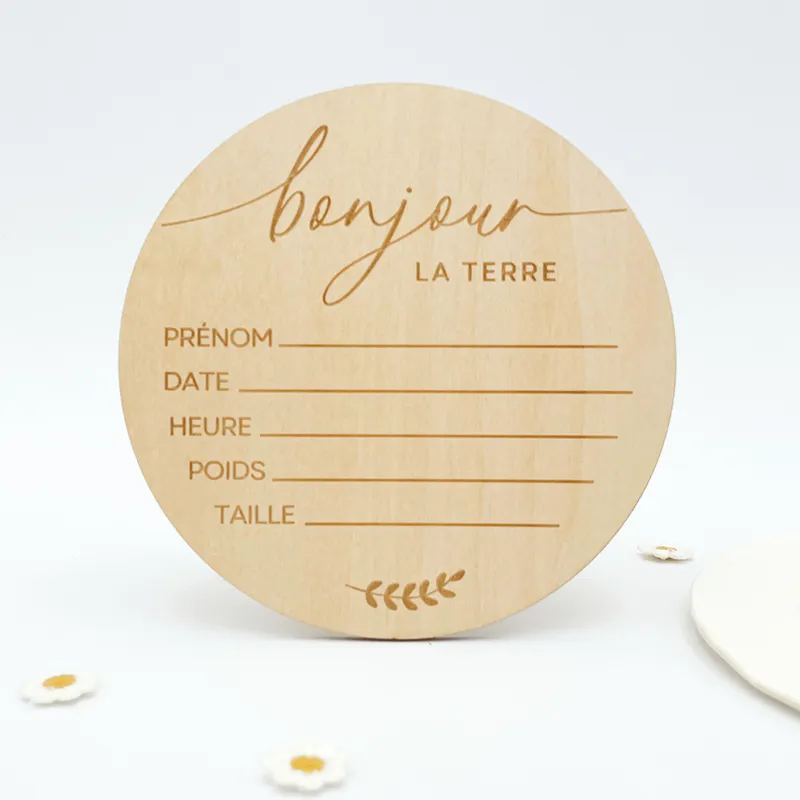 Disque de naissance à remplir Bois Bonjour La Terre - ø12cm-3