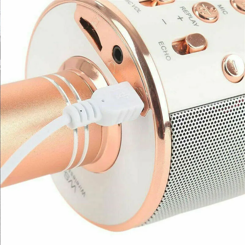 Microphone Bluethooth sans fil pour karaoké - Rose-6