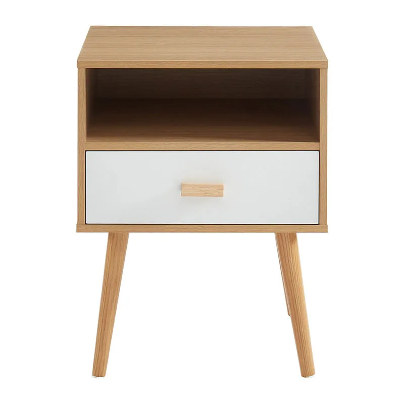 Table de chevet Ulos Effet chêne/Blanc - 40x39,5x50cm-2
