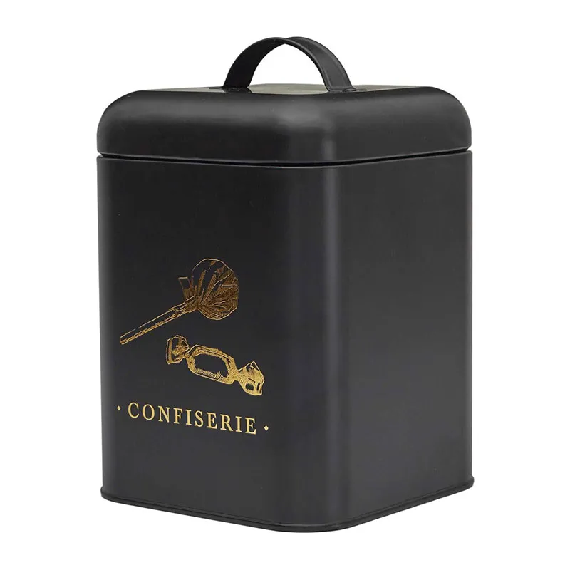 Boîte Métal Noir Confiserie - 14x14x22cm-2