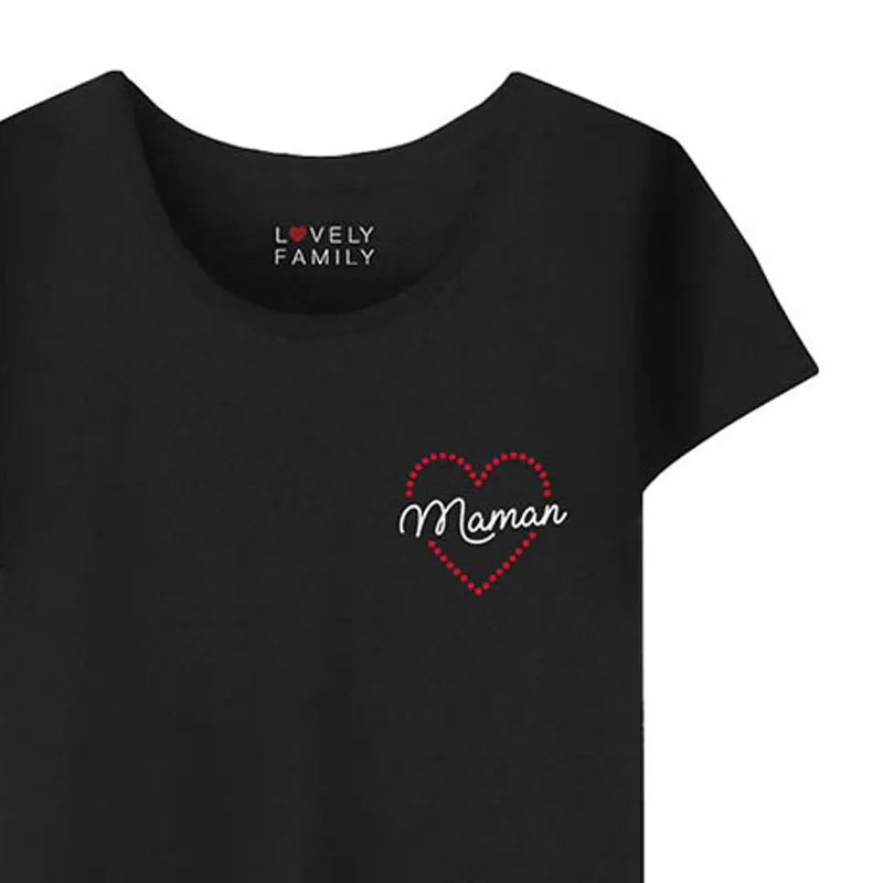 T-shirt Femme Maman coeur BIO - Noir-1