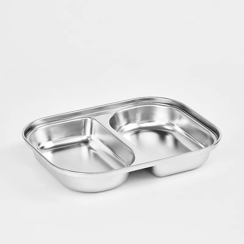 Assiette 2 compart. 850ml acier inox Baleine - 12m+-3