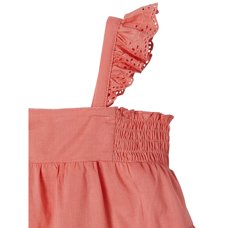 Robe smock 3 volants Coton - Rose-2