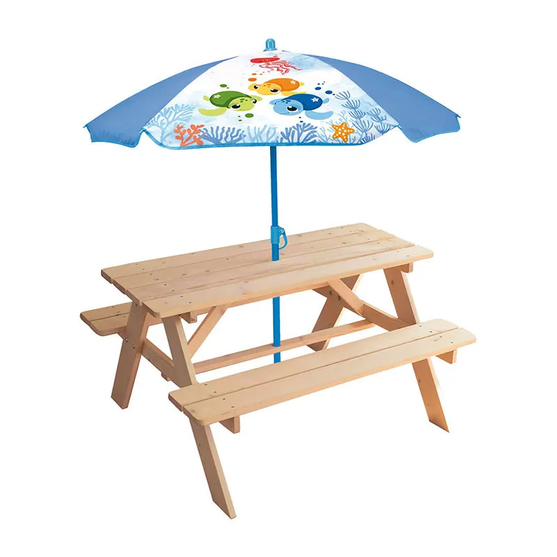Table pique-nique + Parasol Ma Petite Carapace - 53x95x75cm-0