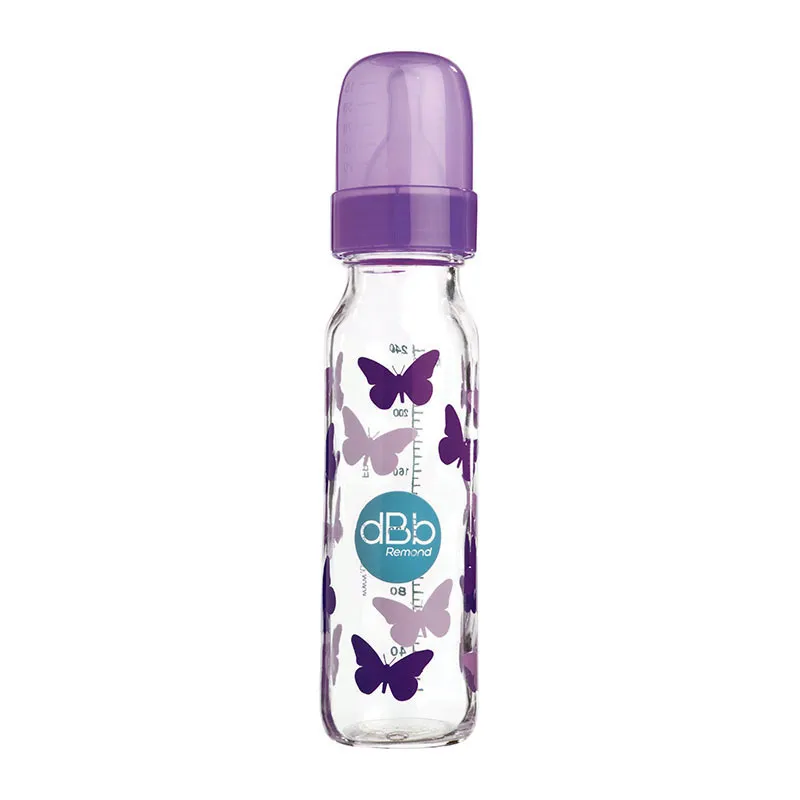 Biberon Régul'air Verre 240ml Papillons Violet - 0m+-0