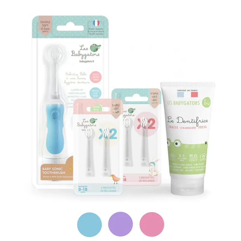 Kit Brosse à dents sonique à pile pour bébé 6pcs - 0m+-5
