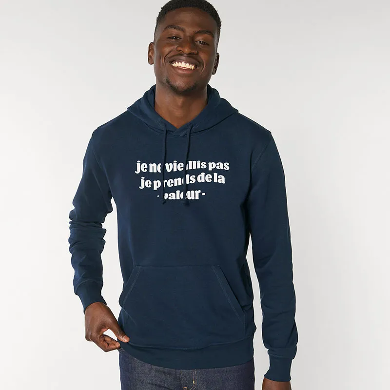 Hoodie Homme Je ne vieillis pas je prends de la valeur bleu - Navy-0