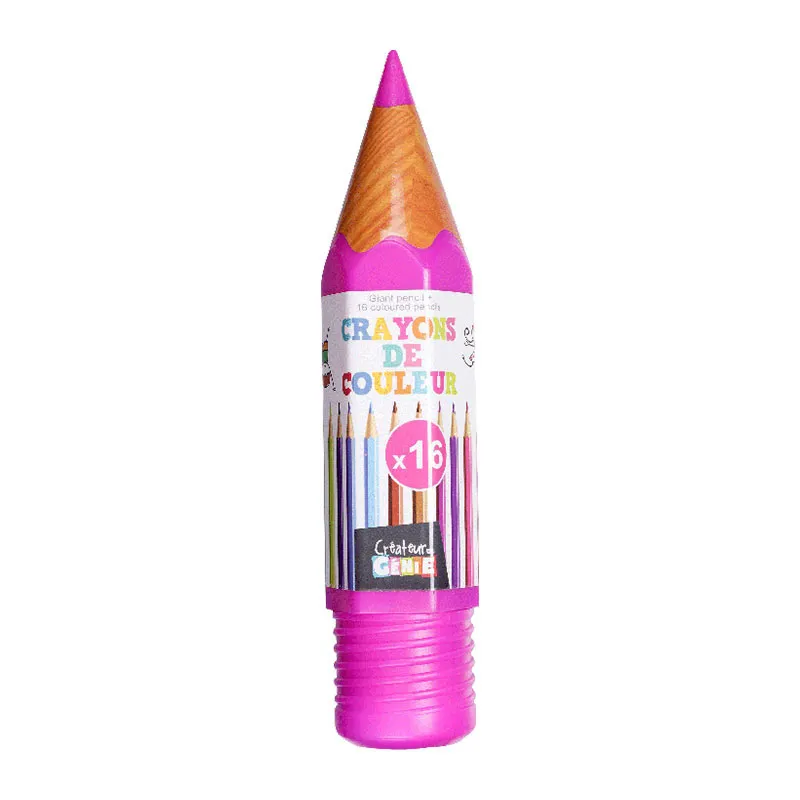Trousse crayon + 16 crayons de couleurs Aléa. - 0,8x0,8x17,5cm-3