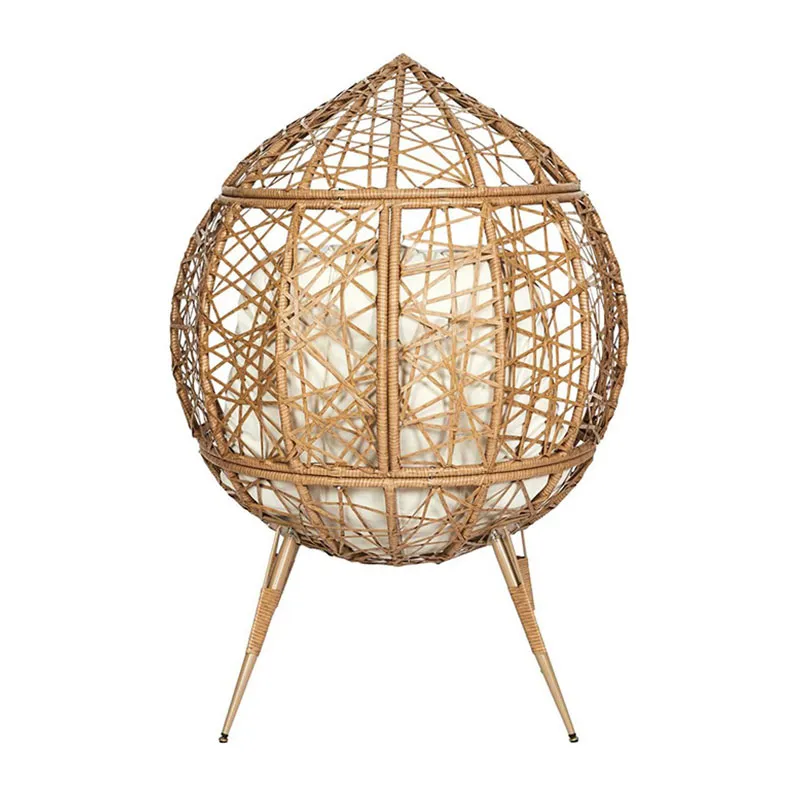 Fauteuil oeuf Marron/Blanc - 100x65x150cm-4