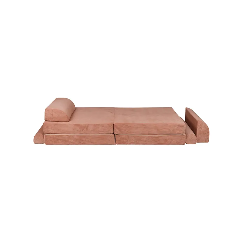 Canapé enfant Premium en velours Brique - 160x80x24cm-3