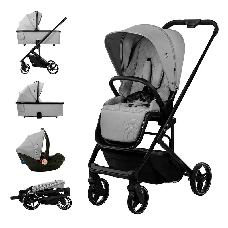 Trio Poussette Compacte Newton Cloud +Siège-auto Gr.0+ +Nacelle Grey - 0m+-0