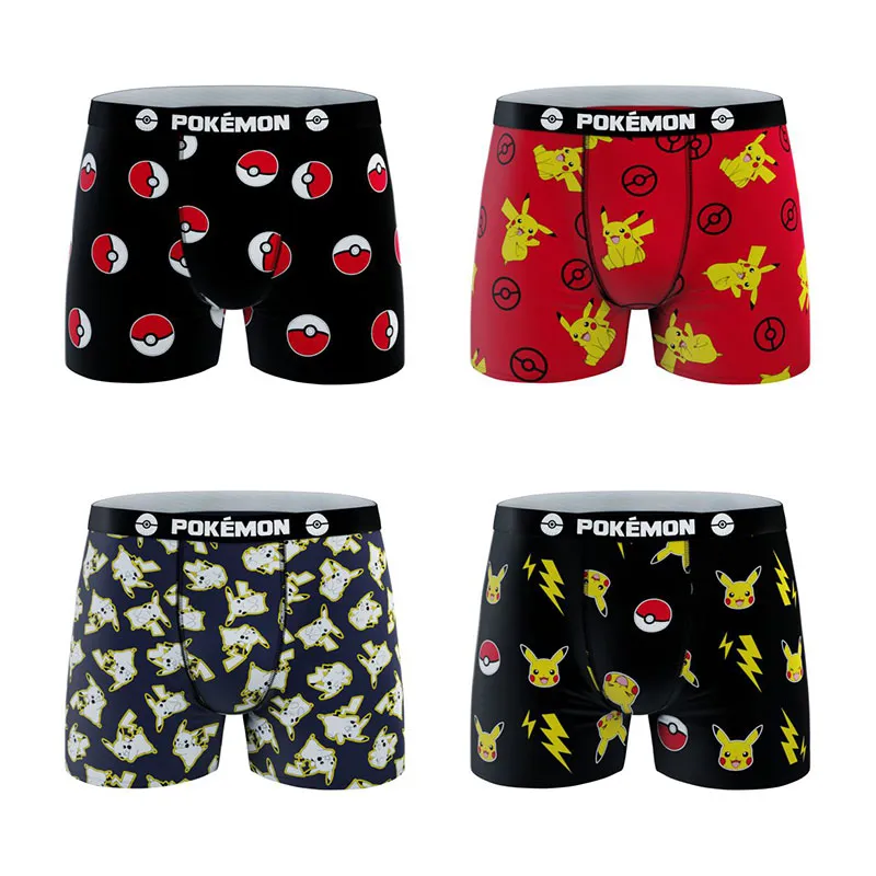 4 boxers enfant Pokémon - Noir/Rouge/Blanc/Jaune-1