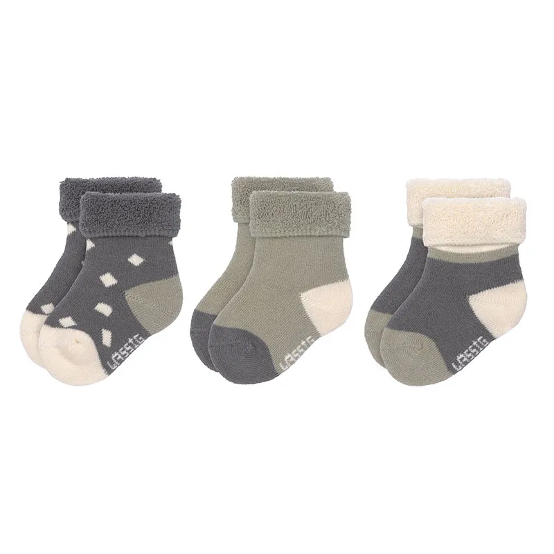 3 paires de Chaussettes Bébé BIO - Anthracite/Olive-0