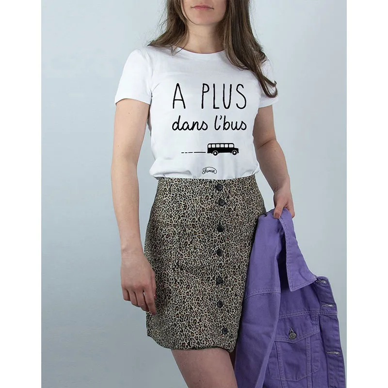 T-shirt Femme A plus dans l'bus BIO - Blanc-1