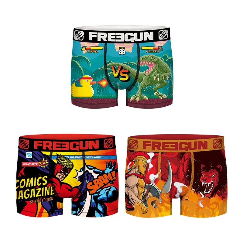 3 Boxers Homme Geek Comics - Orange/Rouge/Vert/Jaune-0
