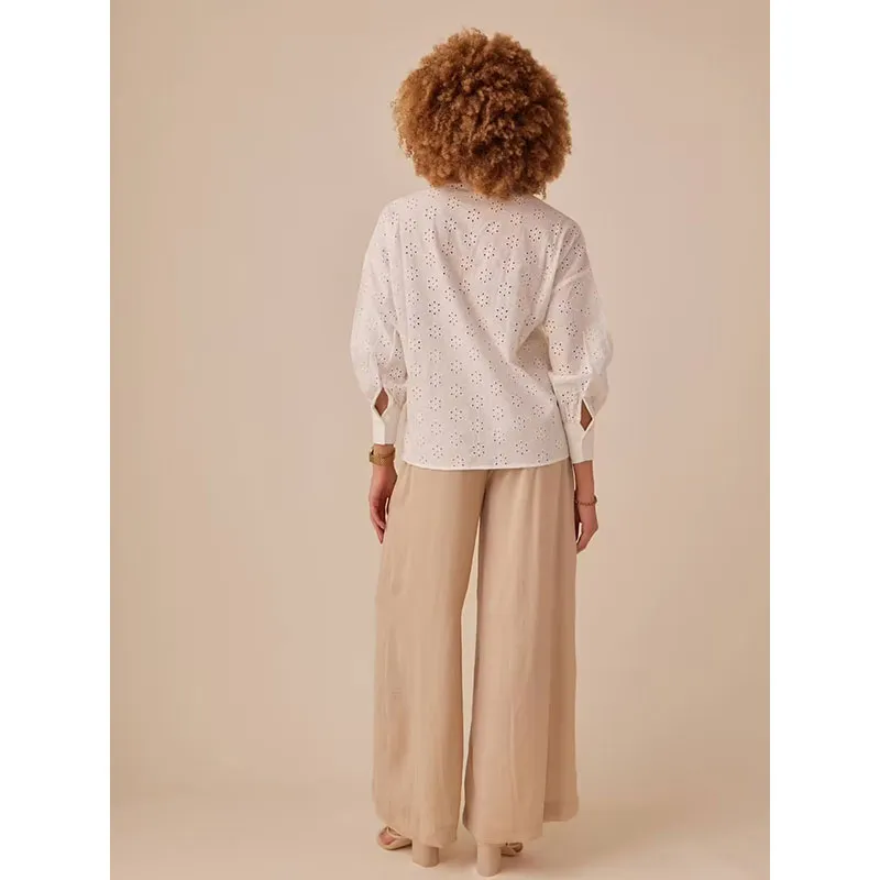 Pantalon de grossesse fluide Pallazzo - Sable-4