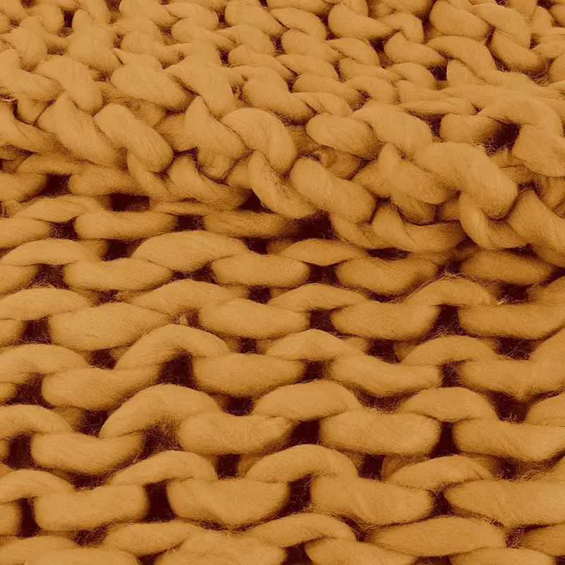 Plaid grosse maille chunky Jaune - 150x120cm-3