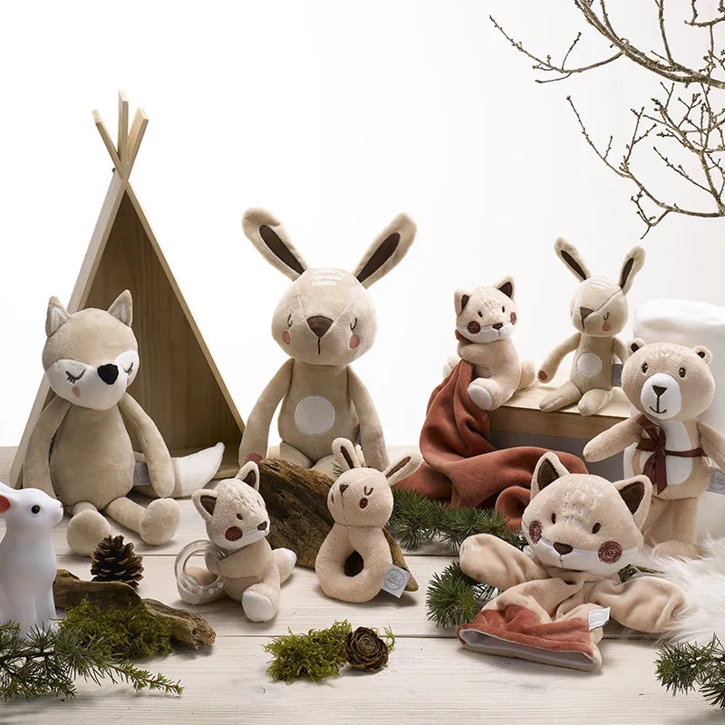 Doudou hochet Forêt Lapin - 8x12cm-1