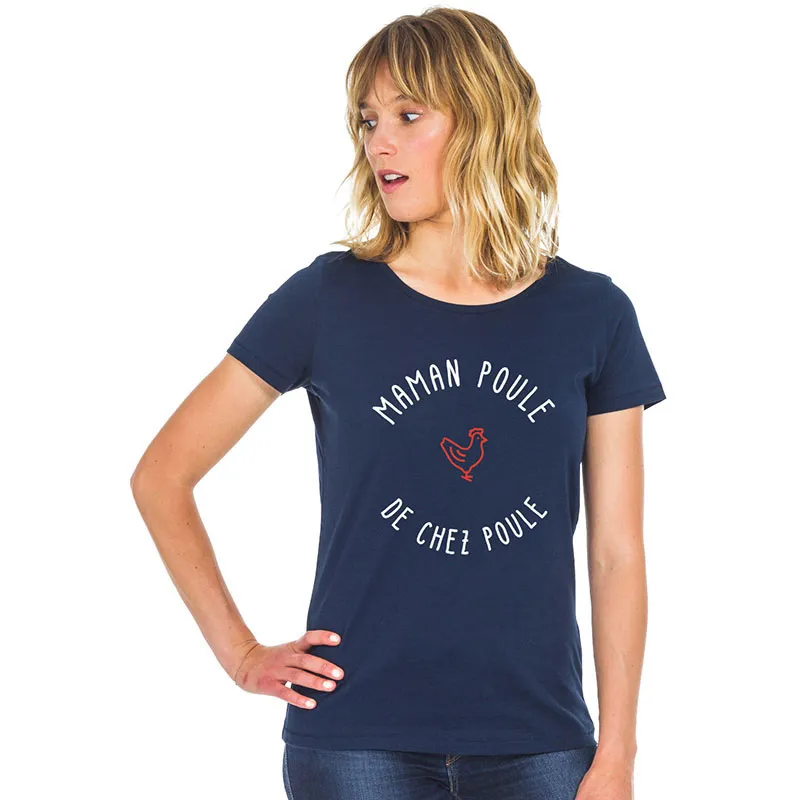 T-shirt Femme Maman Poule de Chez Poule 2 BIO - Navy-0