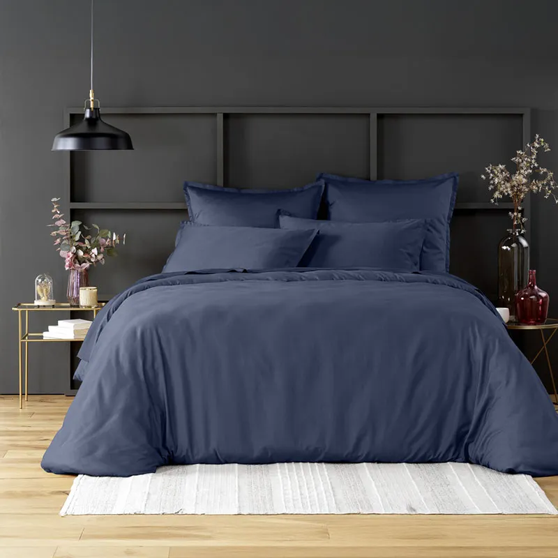 Drap-H. Satin de coton Bonnet 30cm Bleu marine-2