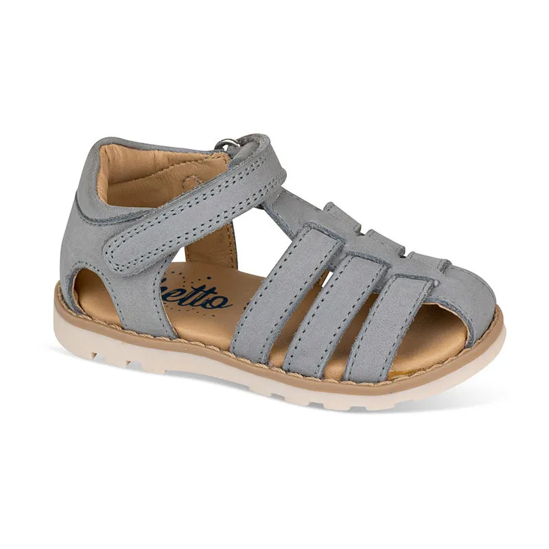 Sandales semi-ouvertes Enrico Cuir - Gris-1
