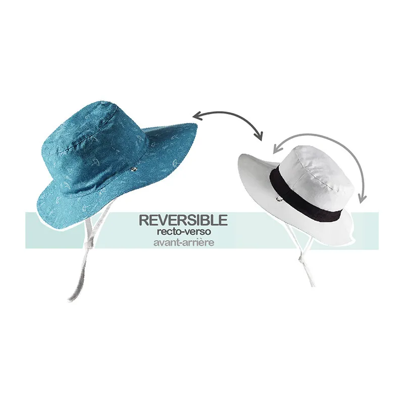 Chapeau Anti-UV réversible Swimming pool - Bleu-1