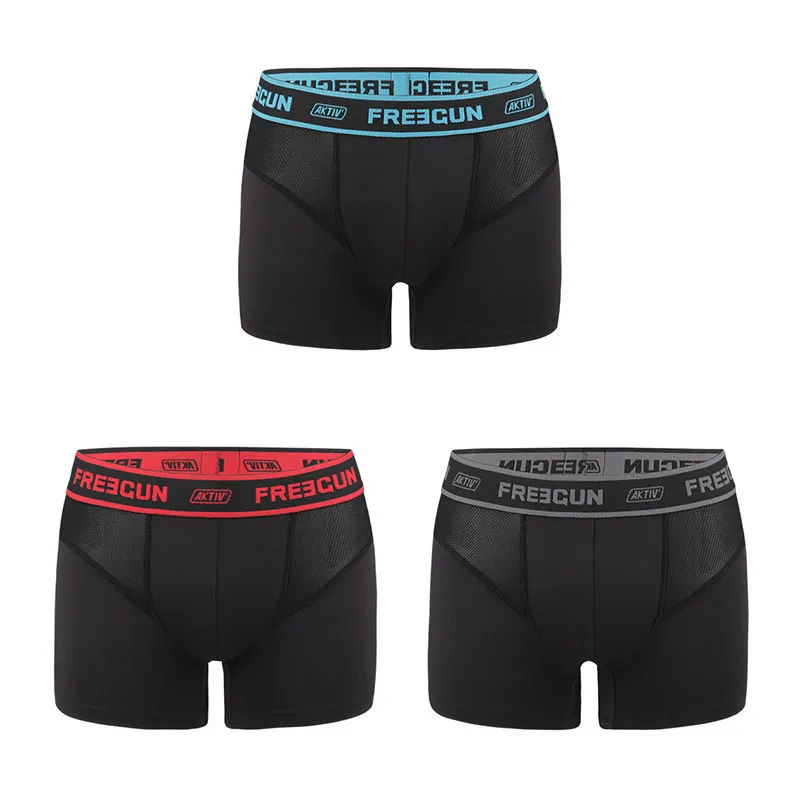3 Boxers Homme Aktiv Sport - Bleu/Gris/Rouge-1
