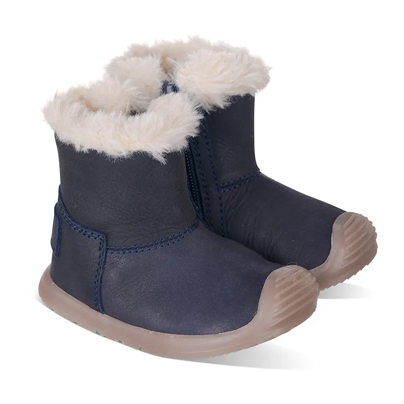 Boots zippées Fourées Cuir - Bleu-1