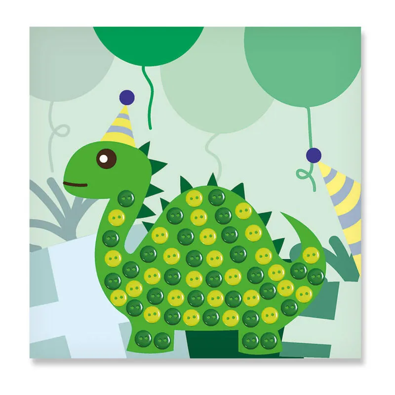 Kit créatif Dinosaure en boutons adhésifs 64pcs - 22x22cm-0