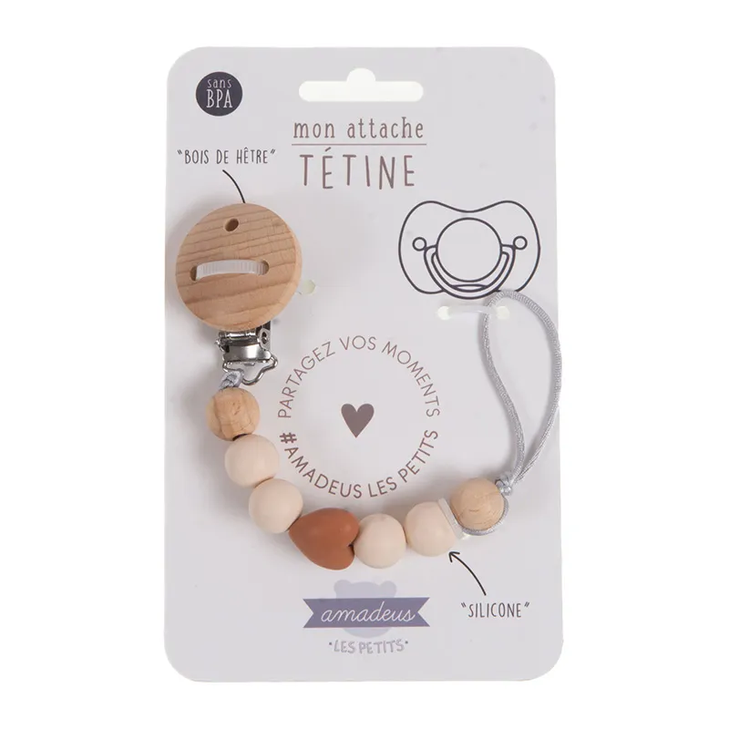 Attache tétine Coeur Safran - 28x1x3cm-0