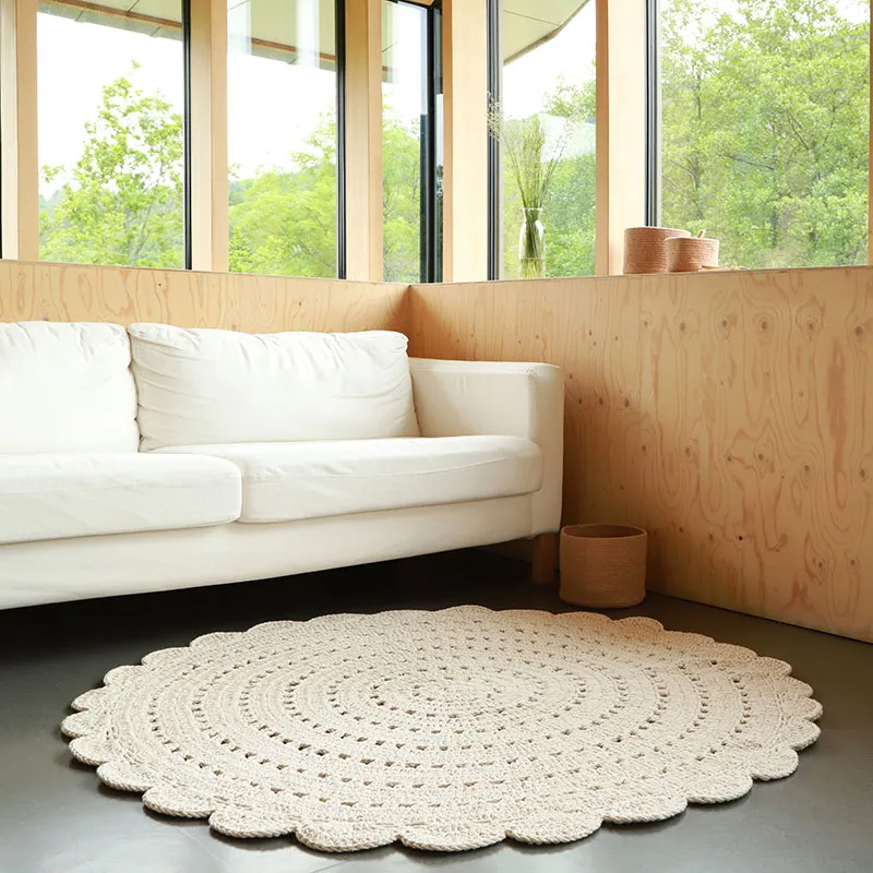 Tapis Coton crochet Alma Ecru - Plusieurs dim. Dispos-1