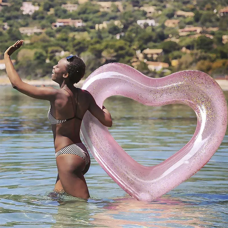 Bouée Cœur avec des paillettes - 120cm-3