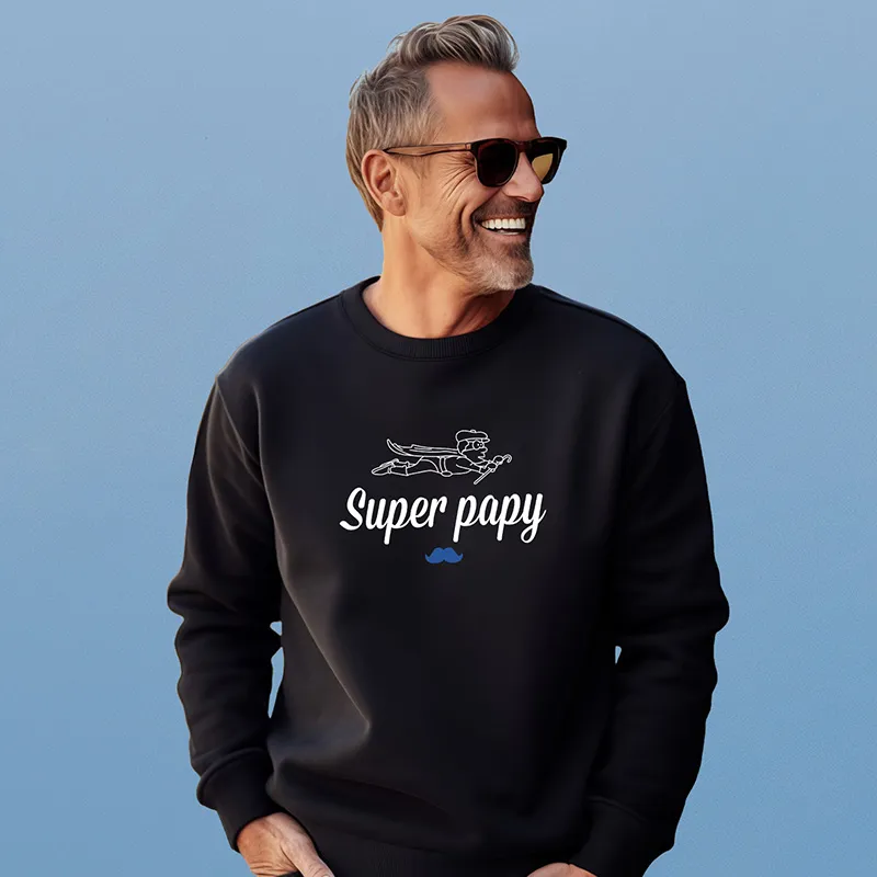 Sweat Homme Super papy - Noir-0