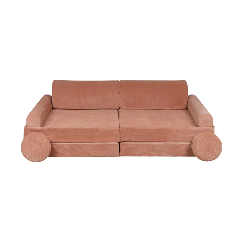 Canapé enfant Premium en velours Brique - 160x80x24cm-0