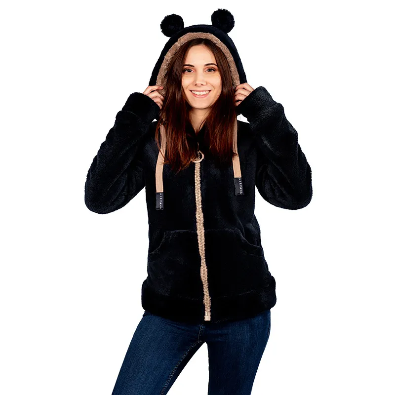 Veste polaire à oreilles Star Femme - Noir/Camel - NIRVANA-0