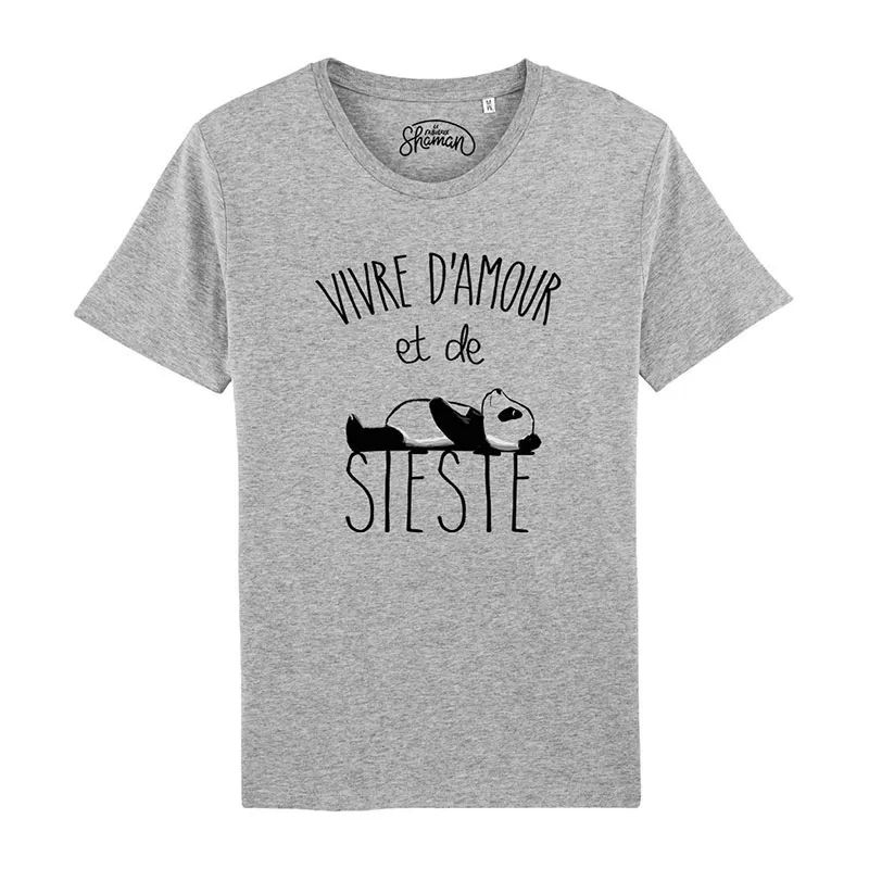 T-shirt Homme Vivre d'amour et de sieste BIO - Gris chiné-0