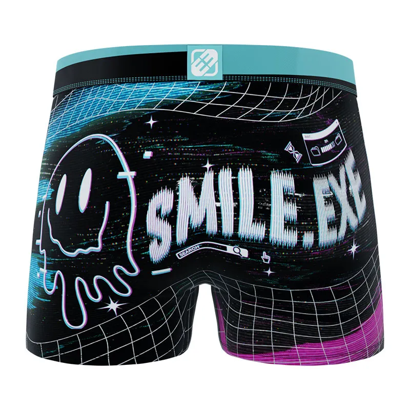 5 boxers homme Tech Glitchy - Noir/Jaune/Violet/Rouge-3