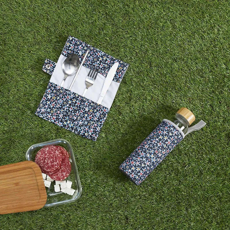 Coffret bouteille en verre + couverts - 50cl-1
