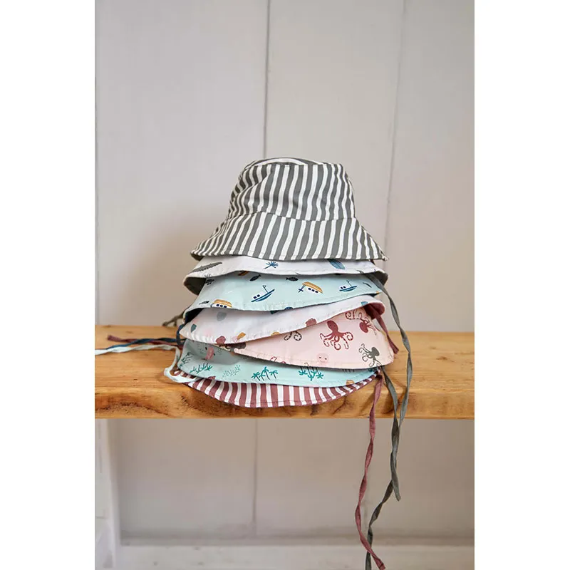 Chapeau de soleil réversible anti-UV Stripes olive - Lassig-4
