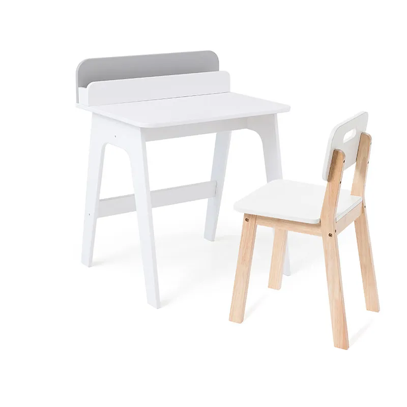 Bureau avec rangement Primaire Blanc/Gris - 60x51,5x74cm-1