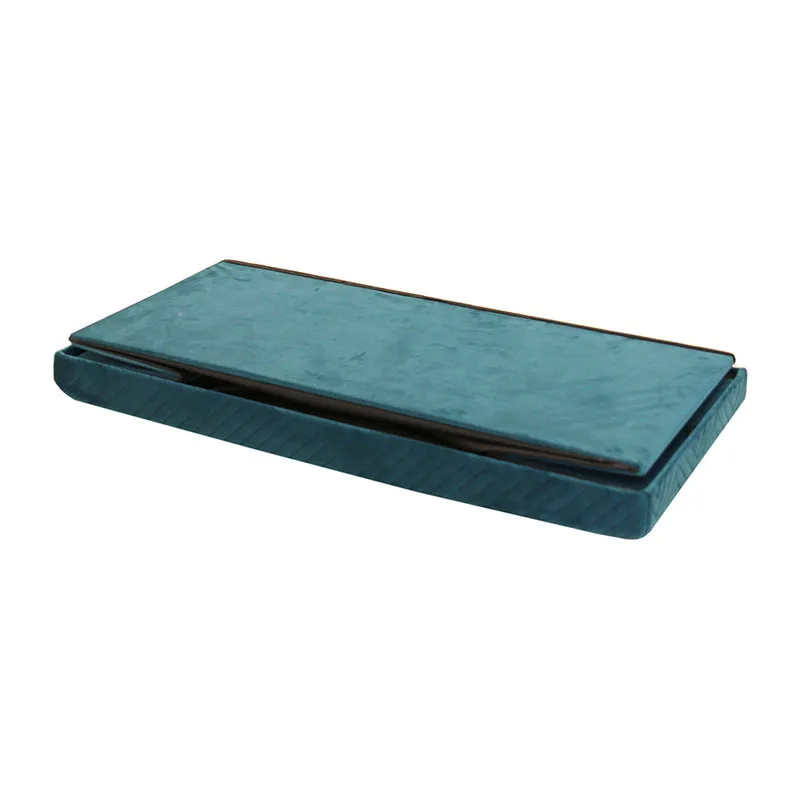 Coffre-banc pliable velours motif Bleu - 76x38cm-3