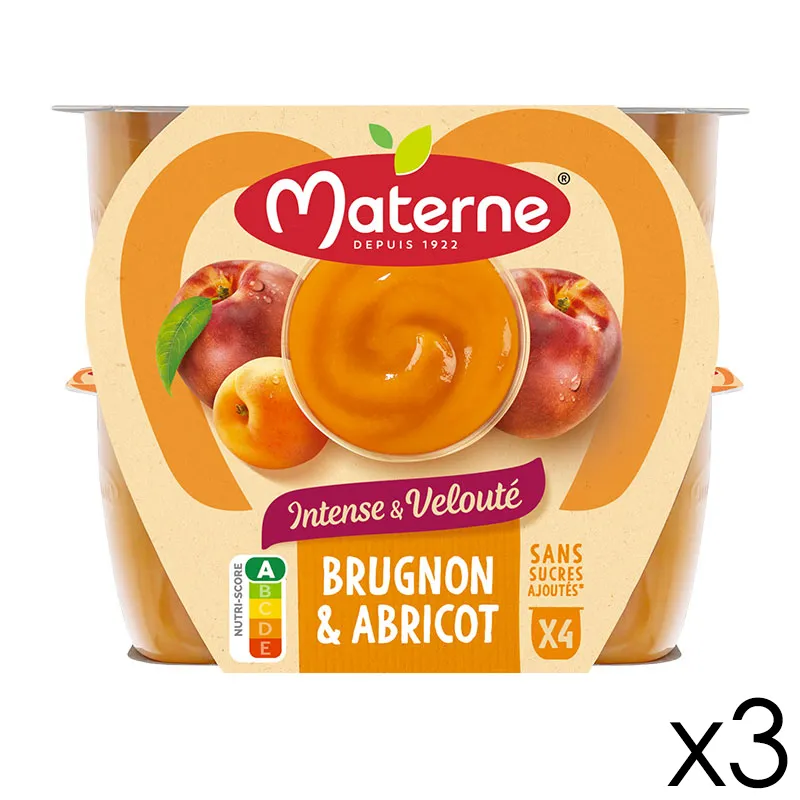 12 Compotes Coupelles Intense et Velouté Brugnon Abricot - 12x97g-0