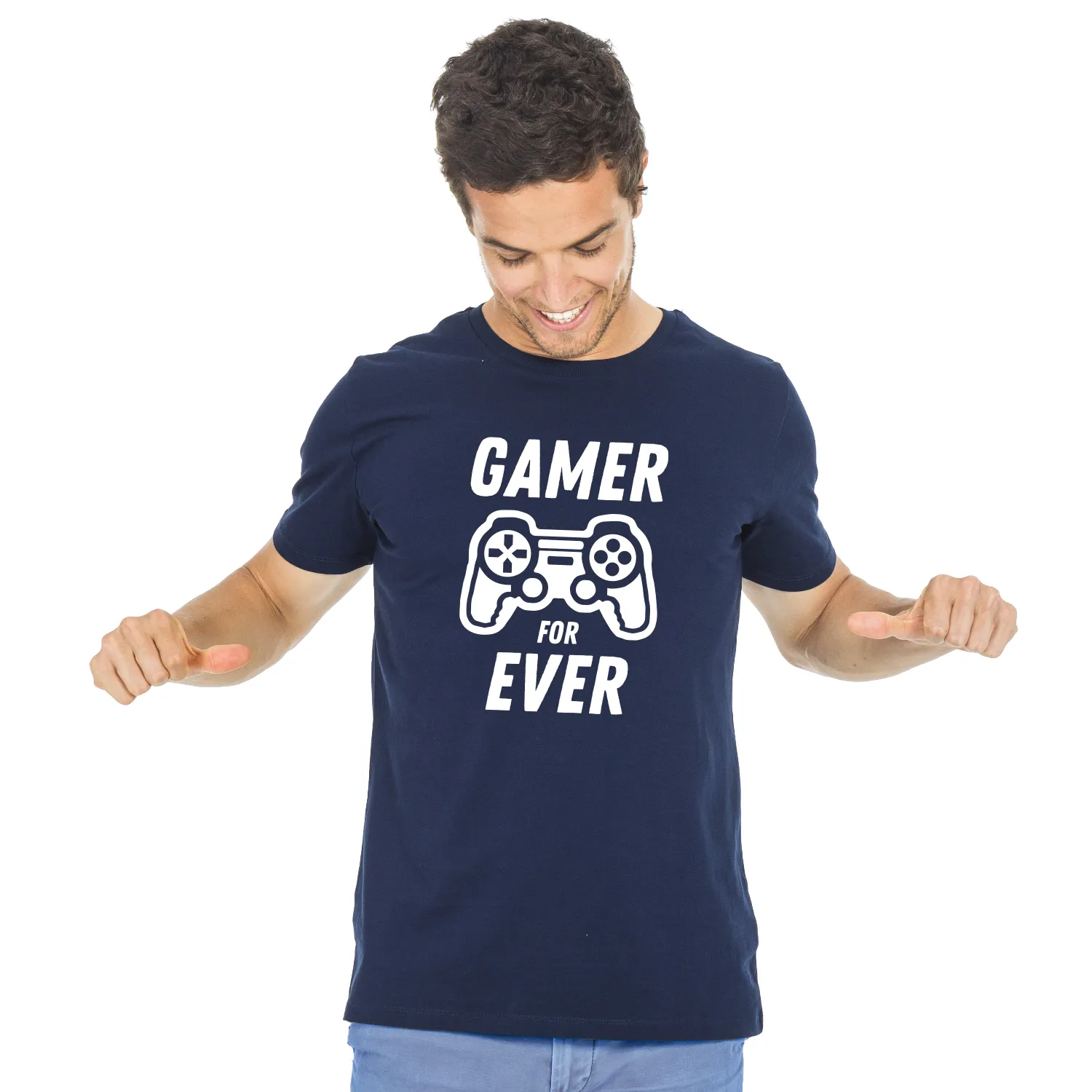 T-shirt Homme Gamer for ever BIO - Navy-0