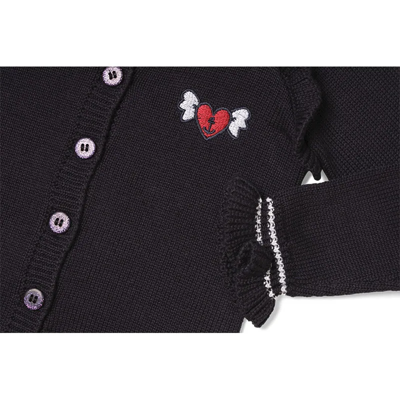 Gilet boutonné  fille Allohalay - Marine-2