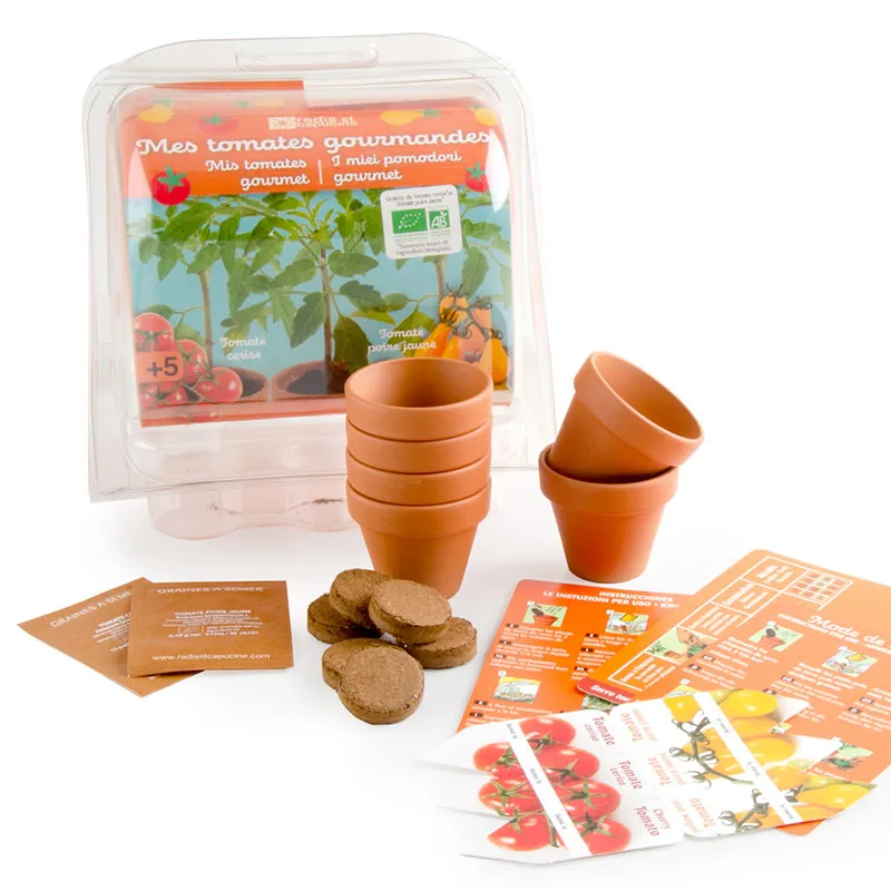 Mini serre + 6 pots - Tomates Bio-1
