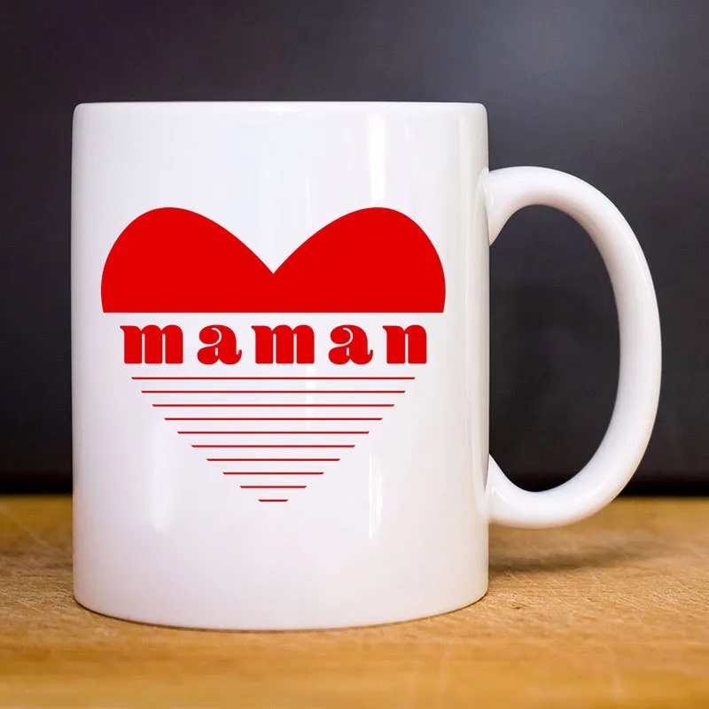 Mug Maman coeur rouge - Blanc-0