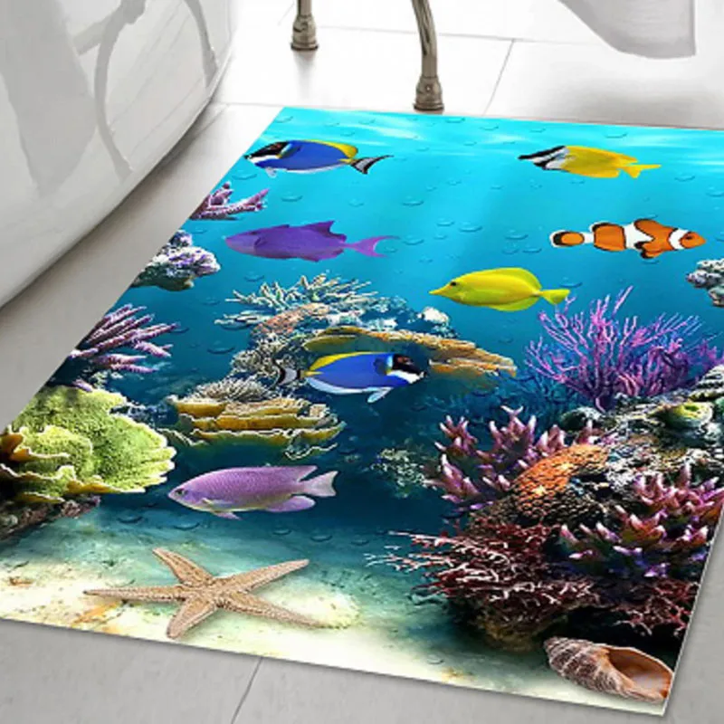 Tapis de bain Aquarium Bleu - 50x80cm-0