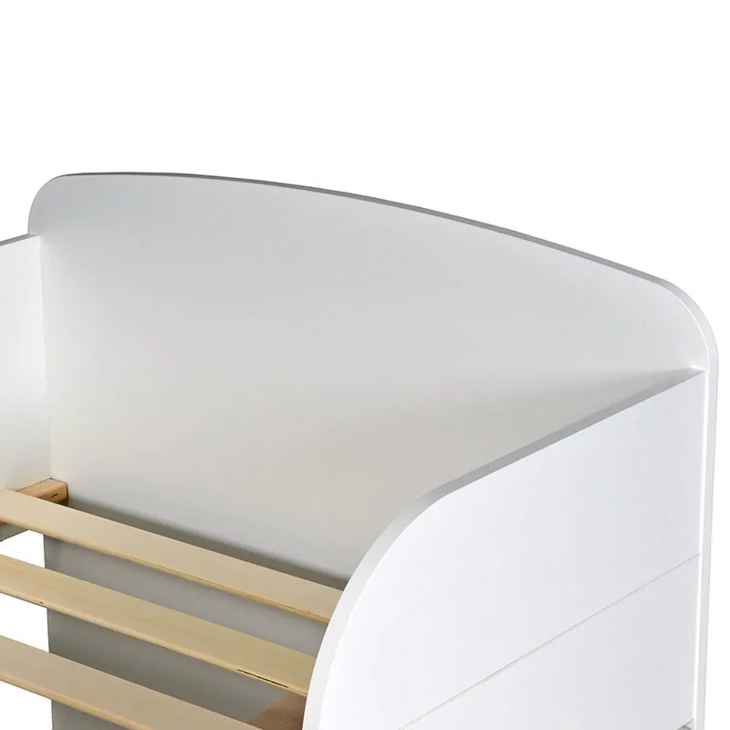 Lit mi-hauteur avec rangement + Sommier + Rangements Elio Blanc-7
