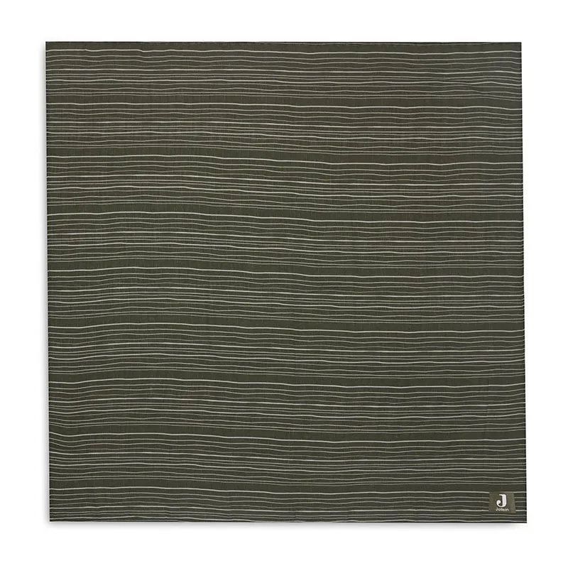 Lange Gaze de coton Large Stripe Leaf Vert - 115x115cm-0